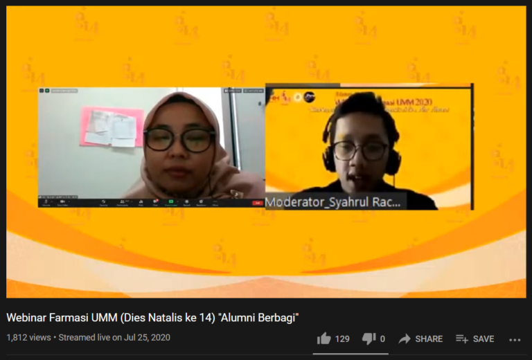 Webinar Memperingati Dies Natalis Ke 14 Program Studi Farmasi UMM